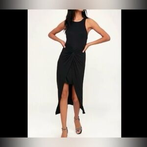 Black swan dress  twist in front high low dress